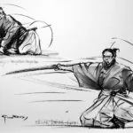 Croquis artistique sur le mouvement Iaido réalisé par Georges Roux — Georges Roux