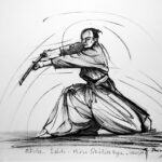 Croquis artistique sur le mouvement Iaido réalisé par Georges Roux