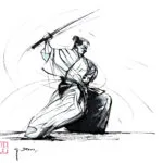 Croquis artistique sur le mouvement Iaido réalisé par Georges Roux — Georges Roux