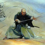 Peinture sur toile thème Kendo, œuvre de l'artiste peintre Georges Roux situé à Saint-Nazaire — Georges Roux