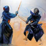 Peinture sur toile thème Kendo, œuvre de l'artiste peintre Georges Roux situé à Saint-Nazaire — Georges Roux