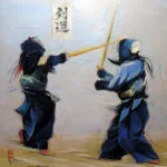 Peinture sur toile thème Kendo, œuvre de l'artiste peintre Georges Roux situé à Saint-Nazaire — Georges Roux
