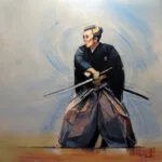 Peinture sur toile thème Kendo, œuvre de l'artiste peintre Georges Roux situé à Saint-Nazaire — Georges Roux