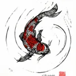 Linogravure Koï — Georges Roux
