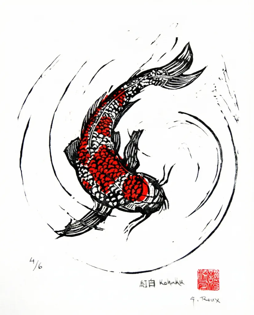 Linogravure Koï